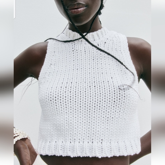 Zara knit crop top / sweater vest - white - Picture 3 of 6